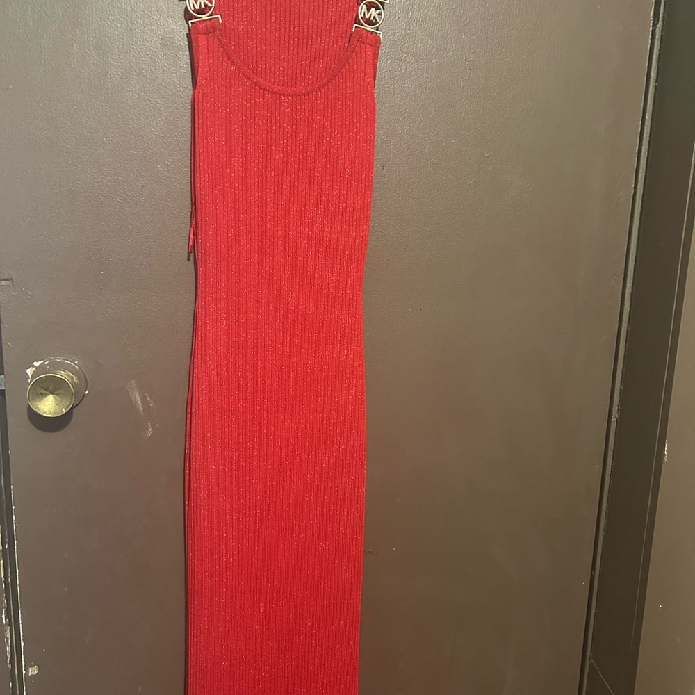 Michael Kors Red Knit Midi Dress